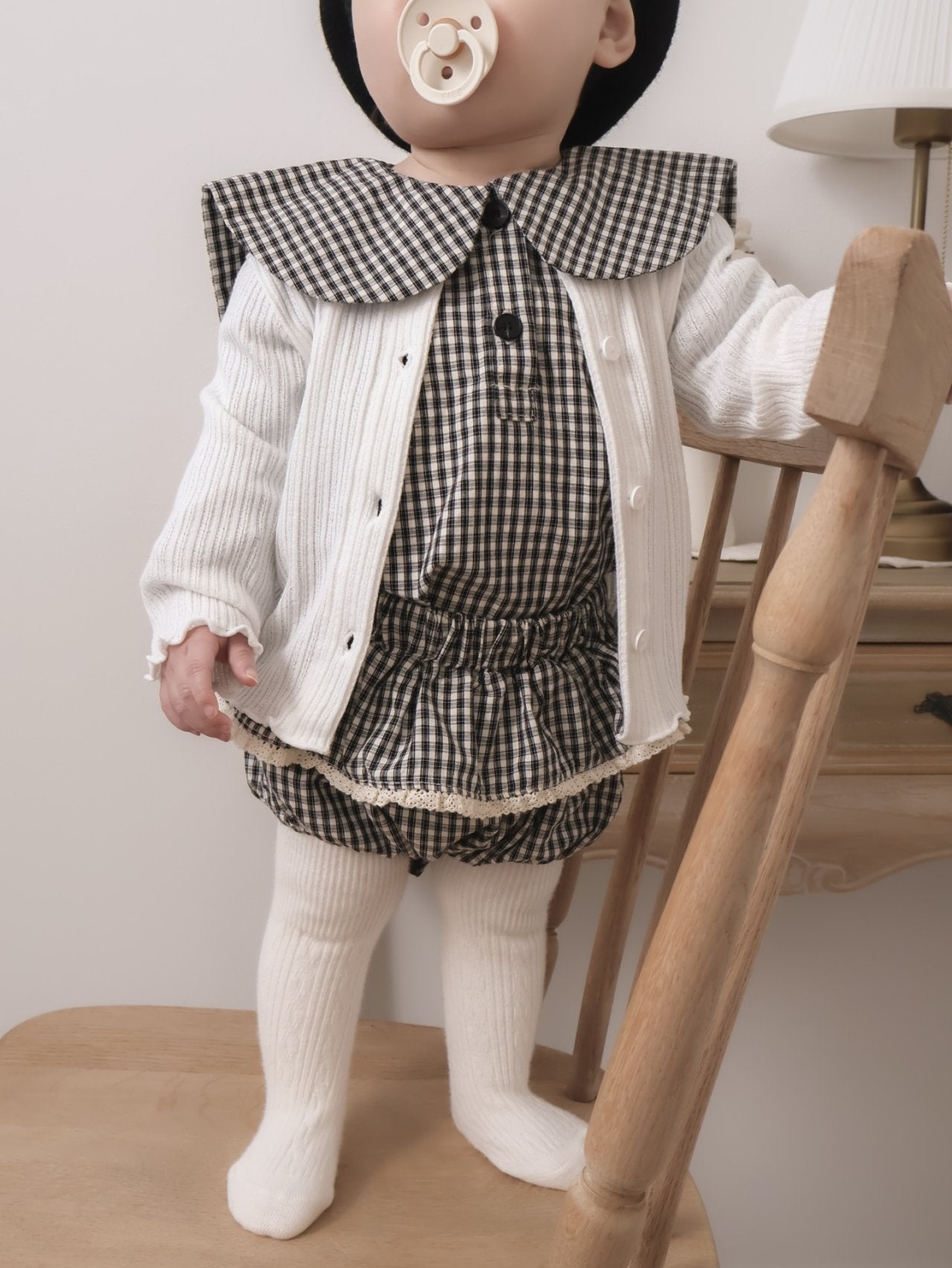 韓國童裝｜木耳邊坑條針織外套 | 寶寶百搭開衫MM18