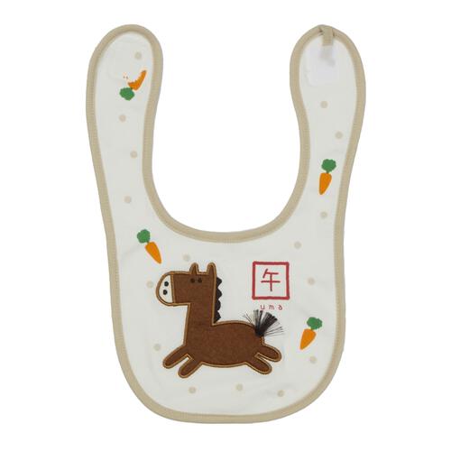 馬年嬰兒口水肩背面圖，U型剪裁設計